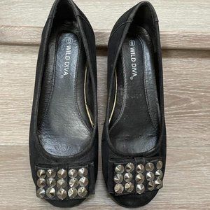 Black Studded Flats Size 6